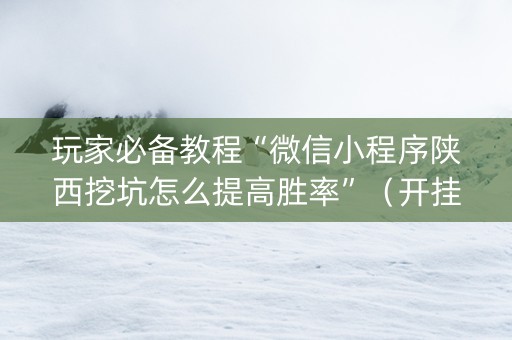 玩家必备教程“微信小程序陕西挖坑怎么提高胜率”（开挂辅助插件)