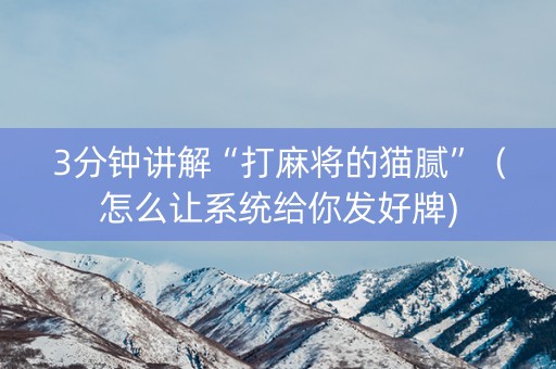 3分钟讲解“打麻将的猫腻”（怎么让系统给你发好牌)
