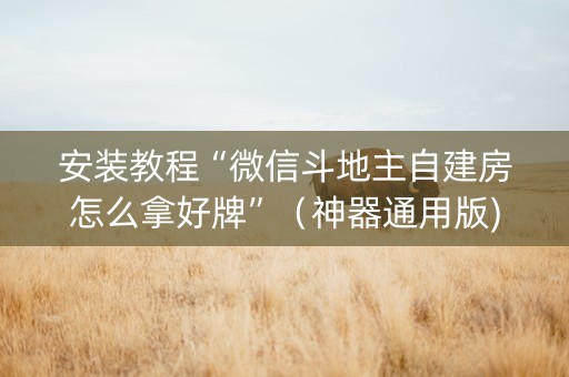 安装教程“微信斗地主自建房怎么拿好牌”（神器通用版)