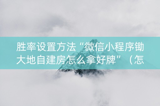 胜率设置方法“微信小程序锄大地自建房怎么拿好牌”（怎么让系统给自己好牌)