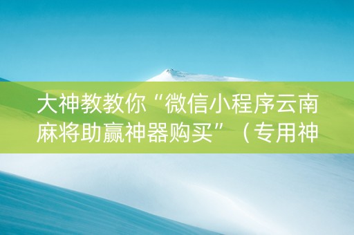 大神教教你“微信小程序云南麻将助赢神器购买”（专用神器下载)