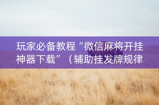 玩家必备教程“微信麻将开挂神器下载”（辅助挂发牌规律)