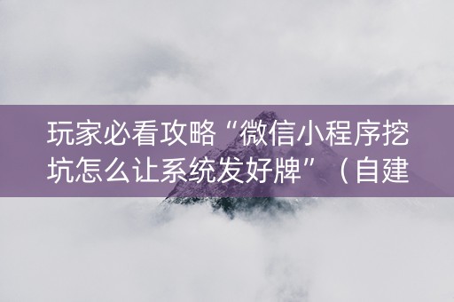 玩家必看攻略“微信小程序挖坑怎么让系统发好牌”（自建房怎么赢)