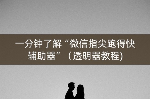 一分钟了解“微信指尖跑得快辅助器”（透明器教程)