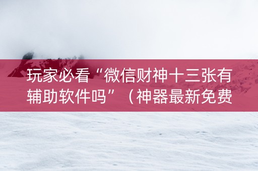 玩家必看“微信财神十三张有辅助软件吗”（神器最新免费)