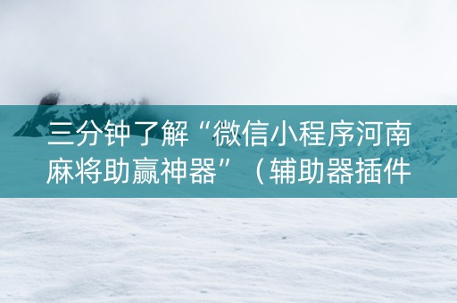 三分钟了解“微信小程序河南麻将助赢神器”（辅助器插件)