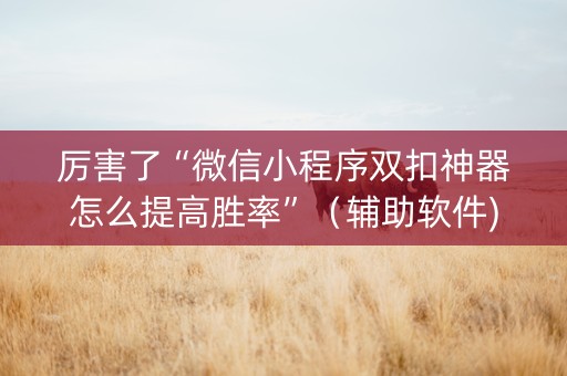 厉害了“微信小程序双扣神器怎么提高胜率”（辅助软件)