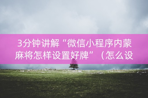 3分钟讲解“微信小程序内蒙麻将怎样设置好牌”（怎么设置才能赢)