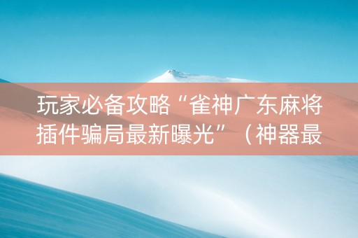 玩家必备攻略“雀神广东麻将插件骗局最新曝光”（神器最新免费)