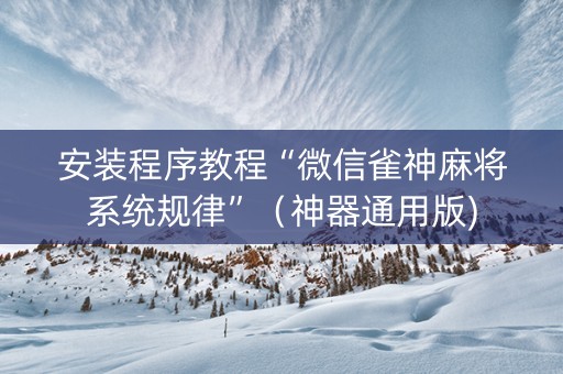 安装程序教程“微信雀神麻将系统规律”（神器通用版)