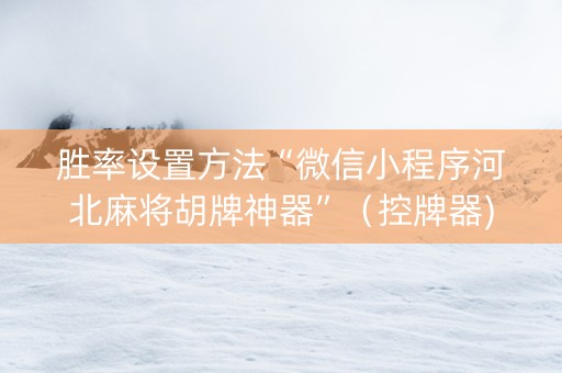 胜率设置方法“微信小程序河北麻将胡牌神器”（控牌器)