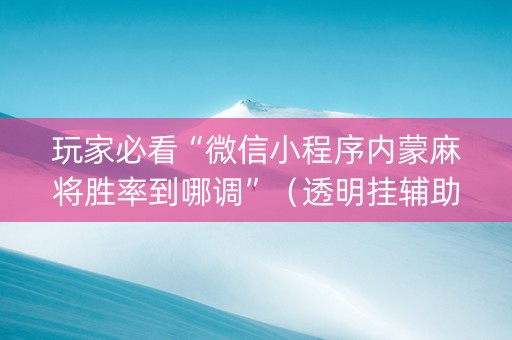 玩家必看“微信小程序内蒙麻将胜率到哪调”（透明挂辅助器)
