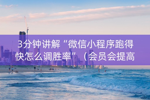 3分钟讲解“微信小程序跑得快怎么调胜率”（会员会提高胜率吗)