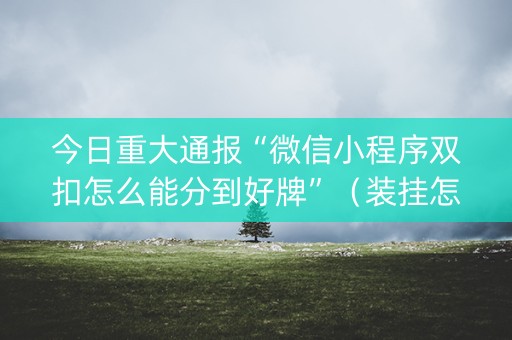 今日重大通报“微信小程序双扣怎么能分到好牌”（装挂怎么安装)