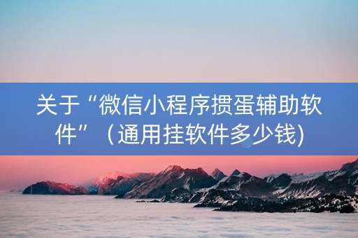 关于“微信小程序掼蛋辅助软件”（通用挂软件多少钱)