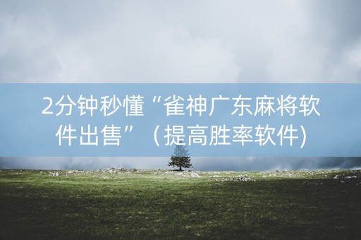 2分钟秒懂“雀神广东麻将软件出售”（提高胜率软件)