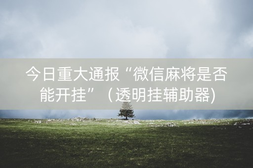今日重大通报“微信麻将是否能开挂”（透明挂辅助器)