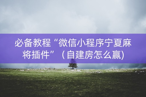 必备教程“微信小程序宁夏麻将插件”（自建房怎么赢)