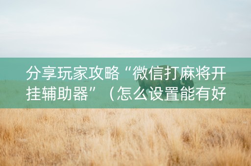 分享玩家攻略“微信打麻将开挂辅助器”（怎么设置能有好牌)