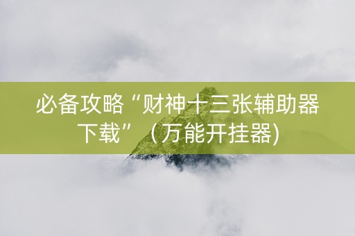 必备攻略“财神十三张辅助器下载”（万能开挂器)