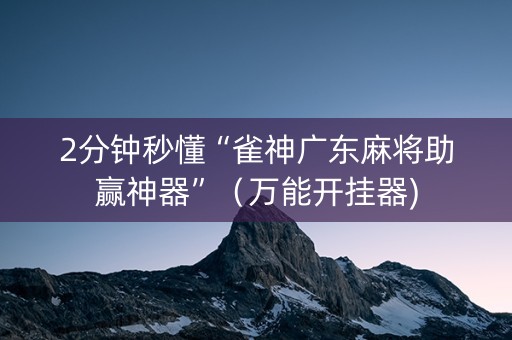 2分钟秒懂“雀神广东麻将助赢神器”（万能开挂器)