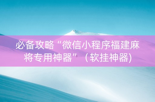 必备攻略“微信小程序福建麻将专用神器”（软挂神器)