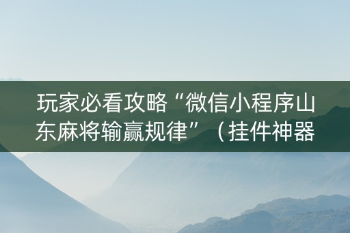 玩家必看攻略“微信小程序山东麻将输赢规律”（挂件神器)