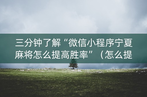 三分钟了解“微信小程序宁夏麻将怎么提高胜率”（怎么提高胜率)