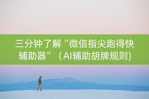 三分钟了解“微信指尖跑得快辅助器”（AI辅助胡牌规则)