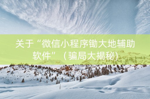 关于“微信小程序锄大地辅助软件”（骗局大揭秘)