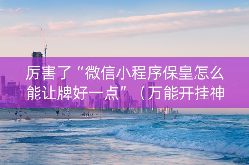 厉害了“微信小程序保皇怎么能让牌好一点”（万能开挂神器)