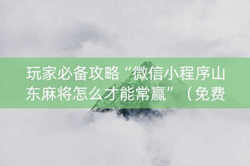 玩家必备攻略“微信小程序山东麻将怎么才能常赢”（免费辅助)