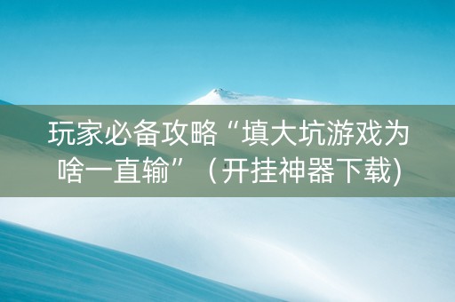 玩家必备攻略“填大坑游戏为啥一直输”（开挂神器下载)