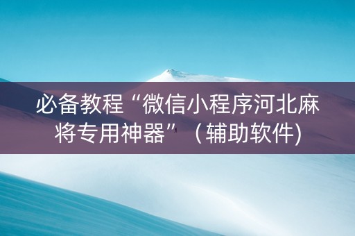 必备教程“微信小程序河北麻将专用神器”（辅助软件)