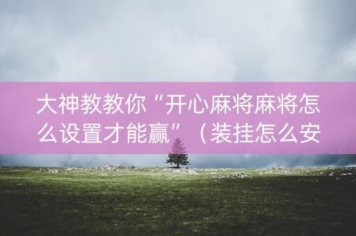大神教教你“开心麻将麻将怎么设置才能赢”（装挂怎么安装)