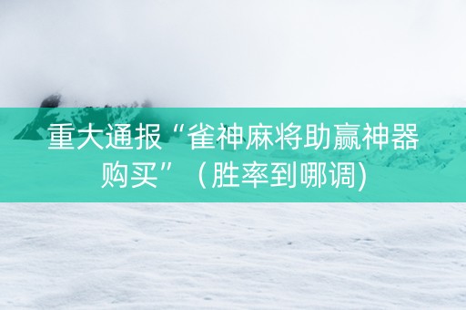重大通报“雀神麻将助赢神器购买”（胜率到哪调)