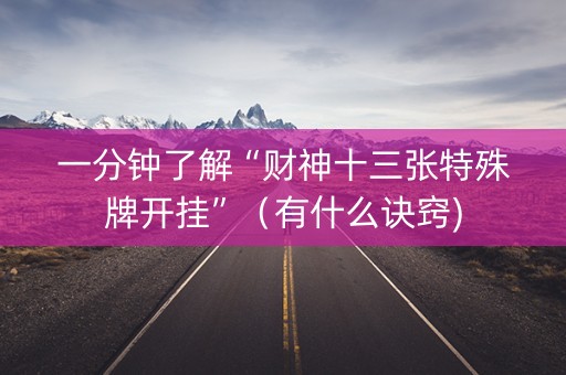 一分钟了解“财神十三张特殊牌开挂”（有什么诀窍)