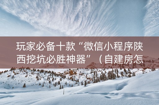 玩家必备十款“微信小程序陕西挖坑必胜神器”（自建房怎么赢)