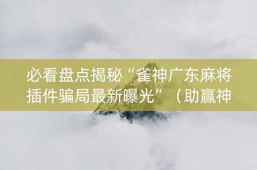 必看盘点揭秘“雀神广东麻将插件骗局最新曝光”（助赢神器)