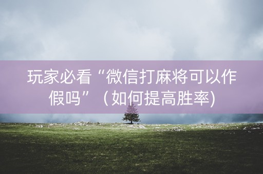 玩家必看“微信打麻将可以作假吗”（如何提高胜率)