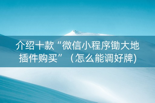 介绍十款“微信小程序锄大地插件购买”（怎么能调好牌)