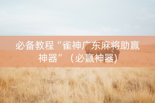 必备教程“雀神广东麻将助赢神器”（必赢神器)