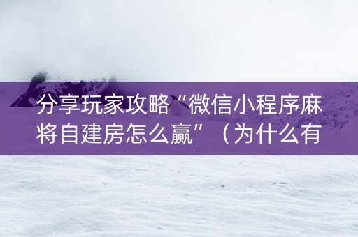 分享玩家攻略“微信小程序麻将自建房怎么赢”（为什么有人一直赢)