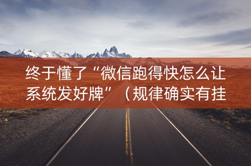 终于懂了“微信跑得快怎么让系统发好牌”（规律确实有挂)