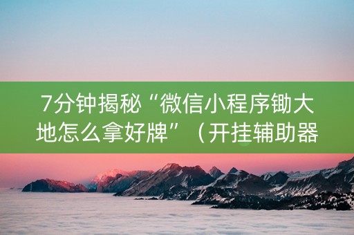 7分钟揭秘“微信小程序锄大地怎么拿好牌”（开挂辅助器插件)