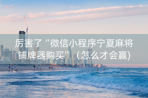 厉害了“微信小程序宁夏麻将铺牌器购买”（怎么才会赢)