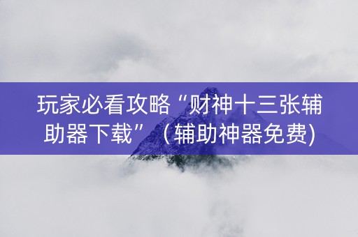 玩家必看攻略“财神十三张辅助器下载”（辅助神器免费)