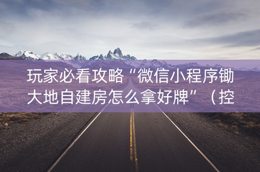 玩家必看攻略“微信小程序锄大地自建房怎么拿好牌”（控牌器)