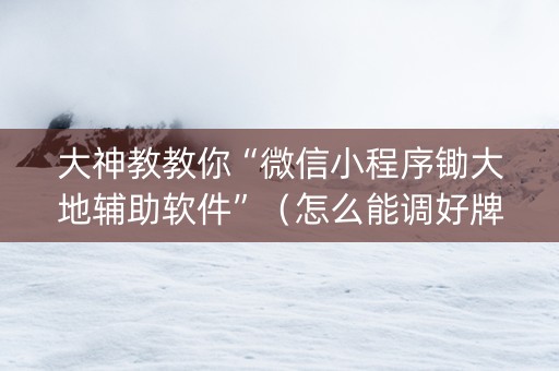 大神教教你“微信小程序锄大地辅助软件”（怎么能调好牌)