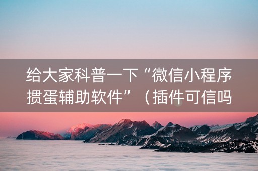 给大家科普一下“微信小程序掼蛋辅助软件”（插件可信吗)